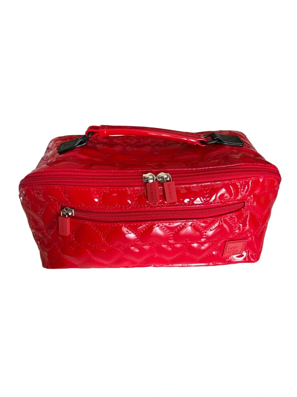 IHKWIP Carry All Heart Quilted Travel Cosmetic Case Cardinal Red NWT